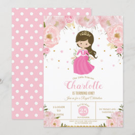 Prinzessin Pink Floral 1. Geburtstagsparty Einladung