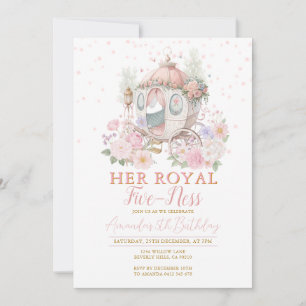 Prinzessin Pink Geburtstagsröte Blumenkarosse Einladung