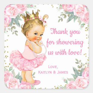 Prinzessin Pink Gold Baby Shower Favor Aufkleber