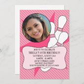 Prinzessin Pink keine Zeit, um Bowling Party Foto  Einladung (Vorne/Hinten)