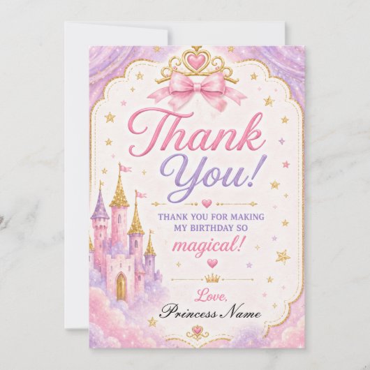 Prinzessin Pink Lavendel Dankeskarte (Vorderseite)