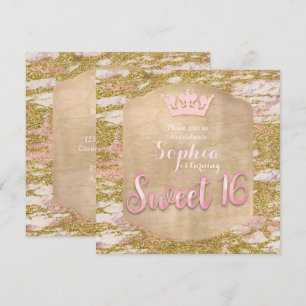 Prinzessin Pink-Rosa-Gold SWEET 16 Party-Einladung Einladung