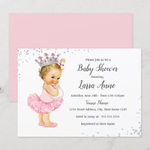 Prinzessin Pink Sparkle Baby Shower Einladung