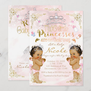 Prinzessin Pink Sparkle Zwillingsmädchen Babyparty Einladung