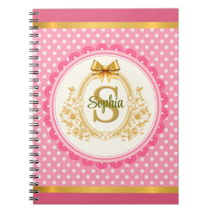 Prinzessin Pink Tupfen Royal Gold Monogramm Notizblock