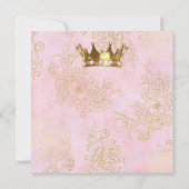 Prinzessin Pink Velvet Throne Gold Crown Geburtsta Einladung (Rückseite)
