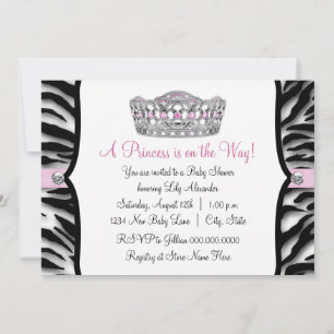 Prinzessin Pink Zebra Rosa Schwarze Babyparty Einladung