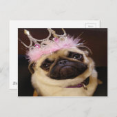 Prinzessin Pug Postkarte (Vorne/Hinten)