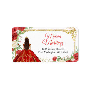 Prinzessin Quinceanera, Adresse der mexikanischen  Adressaufkleber