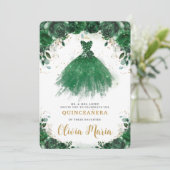 Prinzessin Quinceañera, Emerald Green, Blumenkleid Einladung (Stehend Vorderseite)