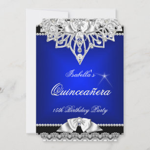 Prinzessin Quinceanera Mädchen Königlich Blau 15. Einladung