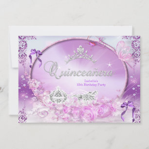 Prinzessin Quinceanera Magische Violette Kutsche Einladung