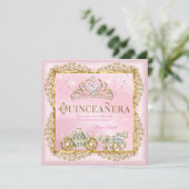 Prinzessin Quinceañera magischer Rosa Rosa Gold Einladung (Stehend Vorderseite)