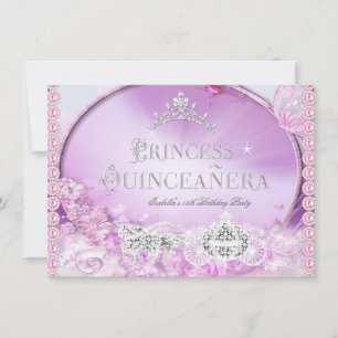 Prinzessin Quinceanera Magisches Rosa Lila Silber  Einladung