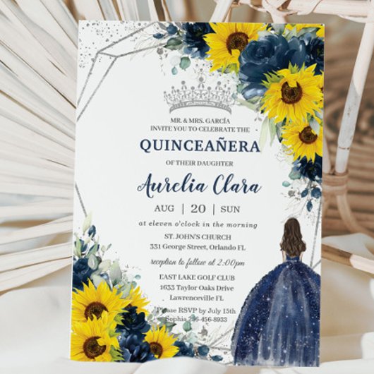 Prinzessin Quinceañera, Navy Blume Einladung