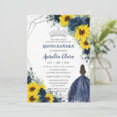 Prinzessin Quinceañera, Navy Blume Einladung (Stehend Vorderseite)