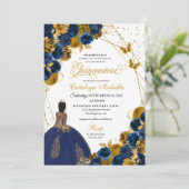 Prinzessin Quinceanera, Prinzessin für Navy Blue & Einladung (Stehend Vorderseite)