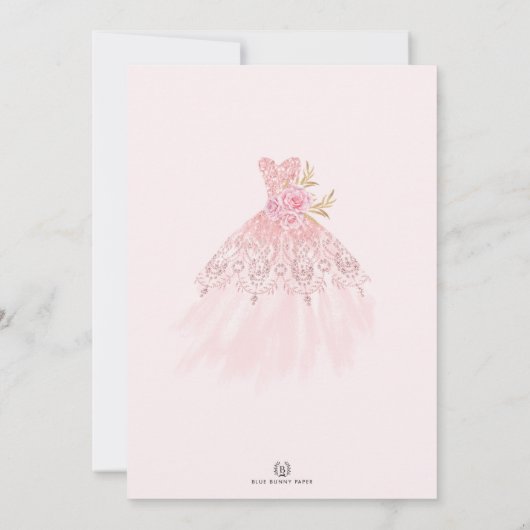 Prinzessin Quinceañera, Prinzessin von Rosa und Go Einladung (Rückseite)