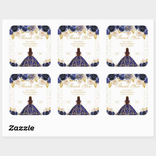 Prinzessin Quinceañera Quadratischer Aufkleber (Blatt)