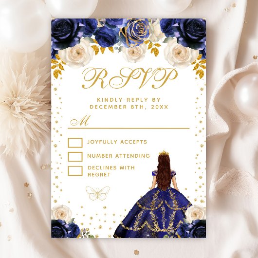Prinzessin Quinceañera RSVP Karte
