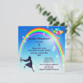 Prinzessin, Regenbogen, Blasen und Blasen Geburtst Einladung (Stehend Vorderseite)