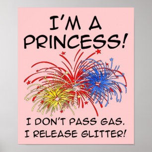 Prinzessin Release Glitter Lustiges Poster Schild