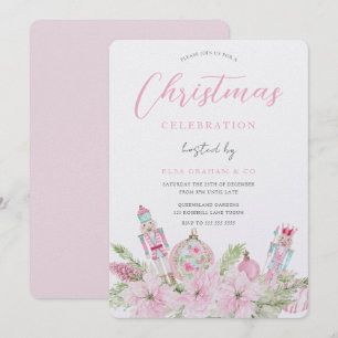 Prinzessin Rosa Blumen Nussknacker Weihnachtsfeier Einladung