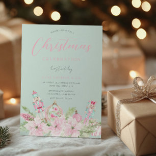 Prinzessin Rosa Florales Weihnachtsfest Einladung