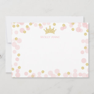 Prinzessin Rosa Gold Glitter Punkte Briefpapier Mitteilungskarte