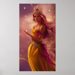 Prinzessin Rosa Gold Tiara Märchenfunkel Poster
