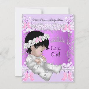 Prinzessin Rosa Lila Grau Baby Shower Süße Mädchen Einladung