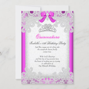 Prinzessin Rosa Quinceanera Rosa Spitze Einladung