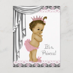 Prinzessin Rosa und Grau Baby Mädchen Dusche Einladung
