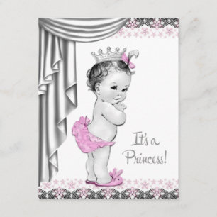 Prinzessin Rosa und Grau Baby Mädchen Dusche Einladung