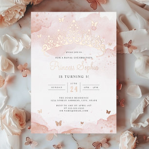 Prinzessin Rose Gold Mädchen Geburtstagsfeier Folieneinladung