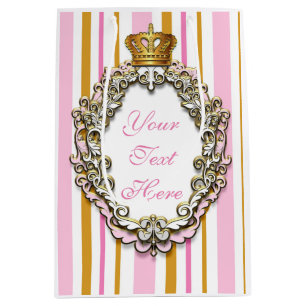Prinzessin Royal Crown Rosa & Gold Personalisierte Mittlere Geschenktüte
