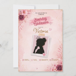 Prinzessin Silhouette Porträtrahmen Clipart Einladung