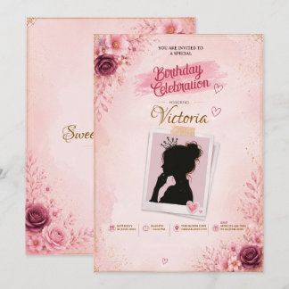 Prinzessin Silhouette Porträtrahmen Clipart Einladung