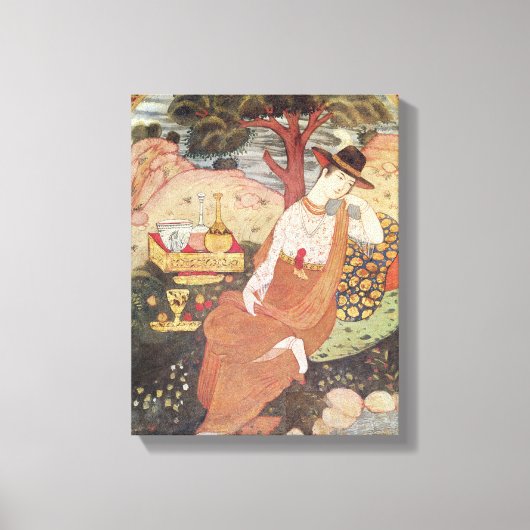 Prinzessin sitzt in einem Garten, Safavid Dynsty Leinwanddruck (Vorderseite)