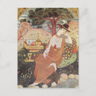 Prinzessin sitzt in einem Garten, Safavid Dynsty Postkarte