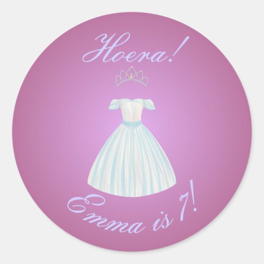Prinzessin Sticker "Hurra!" Rosa Gradient & Blaues (Vorderseite)