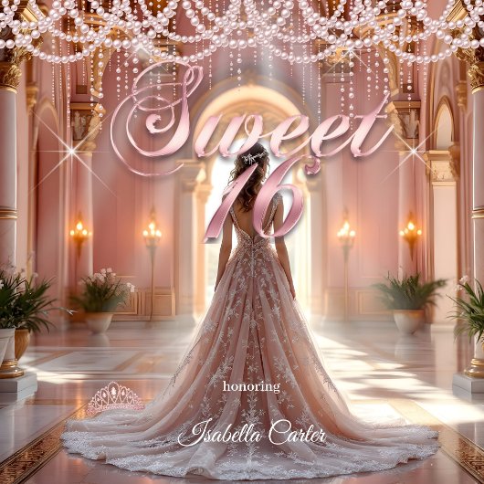 Prinzessin Sweet 16 Geburtstagsparty Rosa Einladung