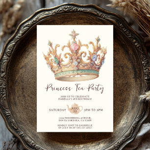 Prinzessin Teeparty Elegante Wasserfarbenkrone Einladung