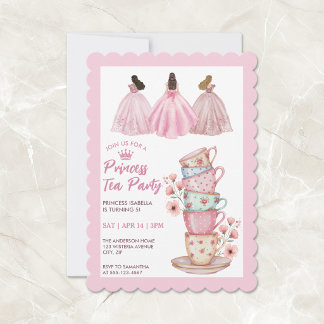 Prinzessin Teeparty Whimsical Rosa Aquarell Einladung