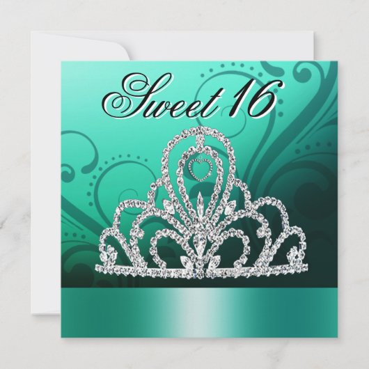 Prinzessin Tiara 16 . Geburtstag (Aqua) Einladung (Vorderseite)