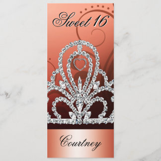 Prinzessin Tiara 16. Geburtstag (orange) Einladung
