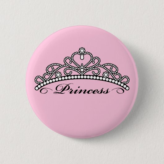 Prinzessin Tiara Button (rosa Hintergrund) (Vorderseite)