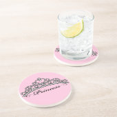 Prinzessin Tiara Coaster (rosa Hintergrund) Sandstein Untersetzer (Seite)