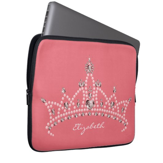 Prinzessin Tiara Crown Laptop Sleeve (Rose) (Vorne Rechts)