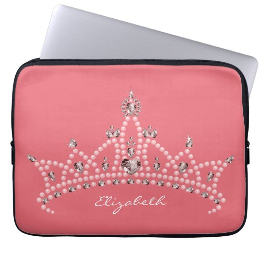 Prinzessin Tiara Crown Laptop Sleeve (Rose) (Vorderseite)